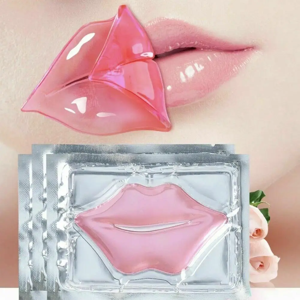 Beauty Super Lip Plumper Pink Crystal Collagen Lip Masks Patches Moisture Essence Wrinkle Ance Korean Cosmetics Skin Care 1pcs collagen nourishing lip lip care moisture anti honey patch aging gel lips wrinkle essence labial peach patches