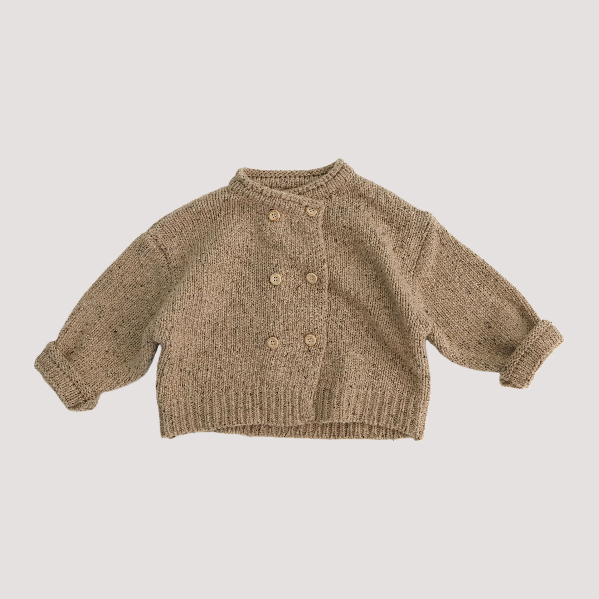Kids Knitted Cardigan Sweater Double Breast Solid Color