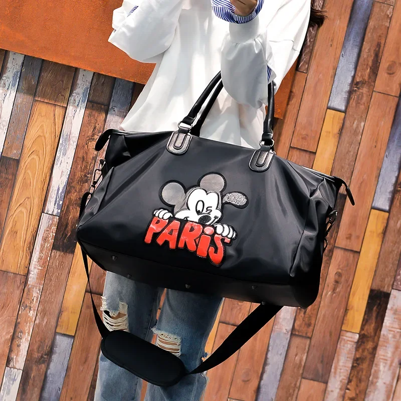 Disney Women Mickey Mouse Minnie Large Capacity Handbag Simple Shoulder Bag Simple Waterproof Light Outdoor Travel Bag 39X26X18