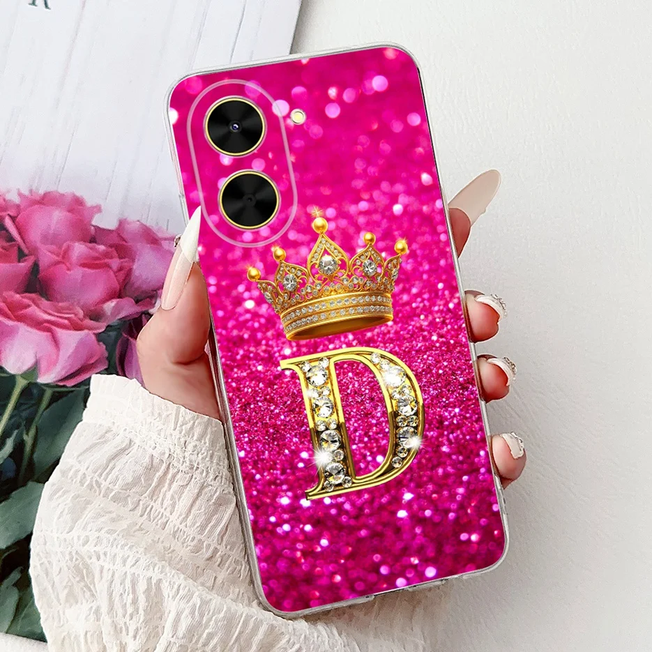Crown Letters Soft Silicone Phone Case - Stylish Cover Shell