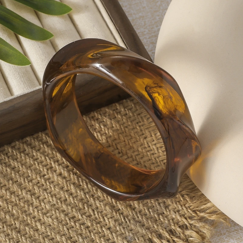 KMVEXO Vintage Punk Beige Brown Coffee Thick Resin Acrylic
