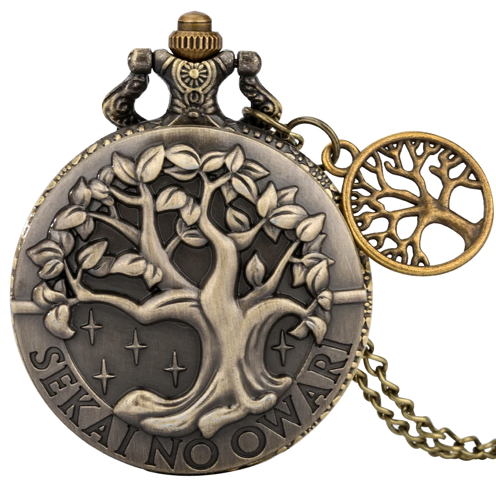 

Bronze Life Tree Pattern Vintage Quartz Pocket Watch Gifts Men Women Old Fashion Necklace Watch with Hollow Decorative Pendant