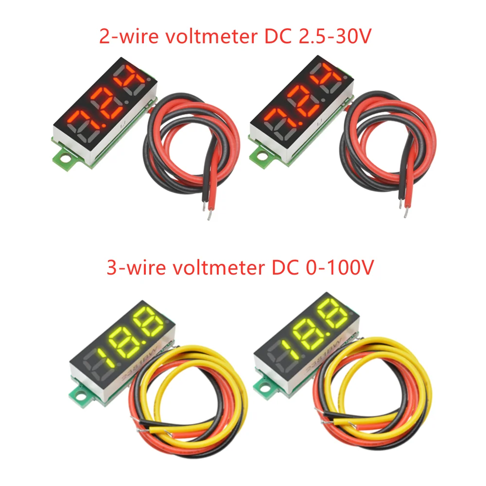 5Pcs-0-28-Inch-DC-LED-Digital-Voltmeter-0-100V-Voltage-Meter-Auto-Car ...