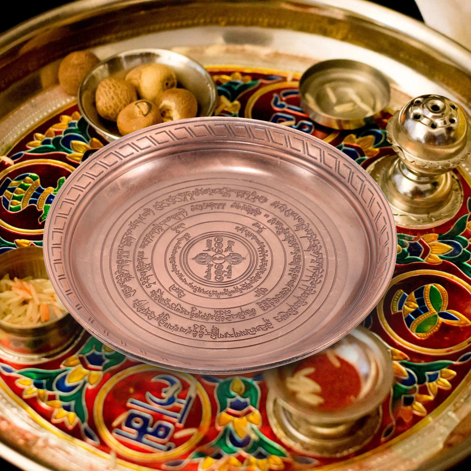 

Tray Alloy Offering Plate Fire Puja Vintage Worship Metal Supplies Dish