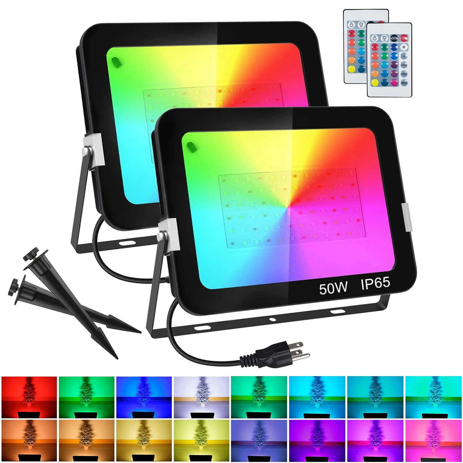1/2 PCS Ultra-thin 50W LED Flood Light With Remote Control Floodlight Spotlight IP65 Waterproof Outdoor Garden Lamp Wall Light