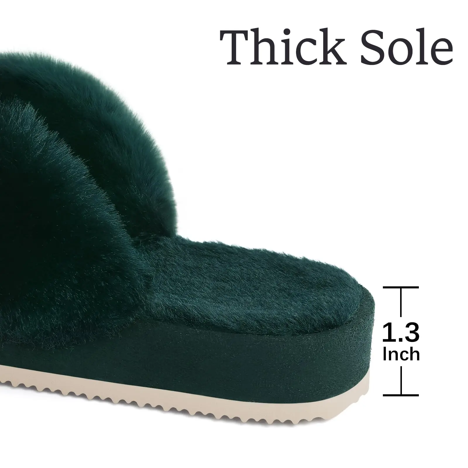 Shevalues Winter-Fuzzy-Hausschuhe für Damen, flauschige, rutschfeste Rutschen, warme Fell-Baumwoll-Rutschen, dicke Sohle, Kreuzband-Damen-Hausschuhe – Detail 16