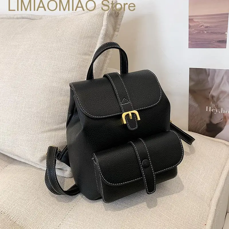 New Women's Backpack Travel Backpack PU Leather Handbag Schoolbag For Girls Women's Bag Female Shoulder Back