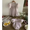 Family Matching Sister Outfit Kids Summer New Baby Girls Clothes Girl Dress Short Sleeve Floral Lace Baby Romper Princess Dress 5