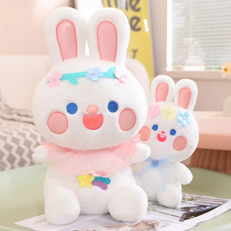 Cute Rainbow Rabbit Plush Toy Cartoon Pink Stuffed Animals Bunny Plushies Doll Anime Soft Kids Toys for Girls Kawaii Room Decor