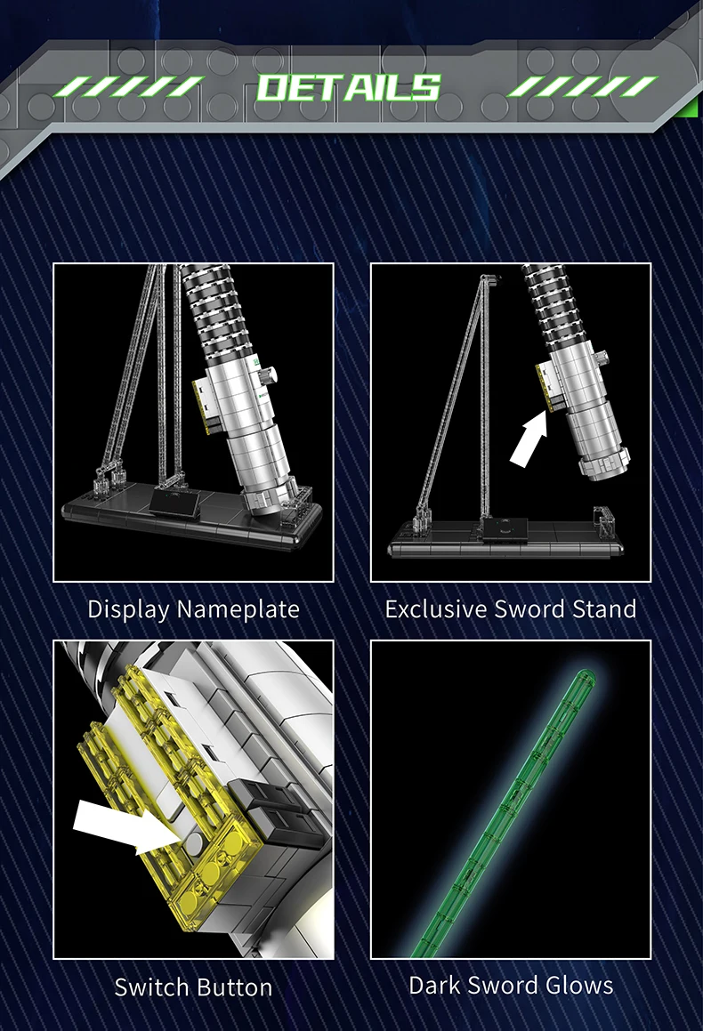Mould King Lightsaber Building Block The Darksaber with Led