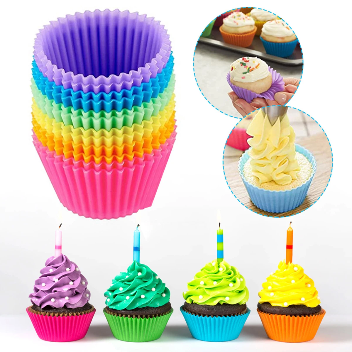 8pcs/Set Silicone Cake Cupcake Bakeware Baking Multiple Shapes