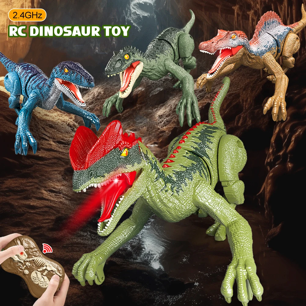 Remote Control Dinosaur Toys RC Electric Walking Jurassic Dinosaur Simulation Velociraptor Toy With LED Light Roaring for Kids 3