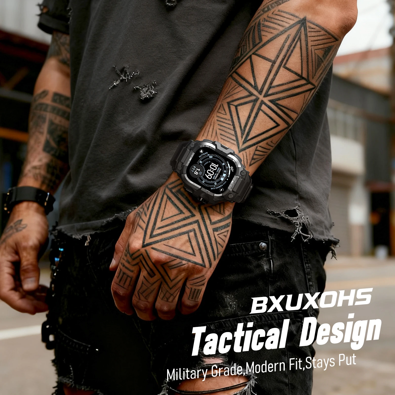 Enhanced Metal Case with Rubber Strap for Smartwatch Bands – Premium Silicone Bracelet