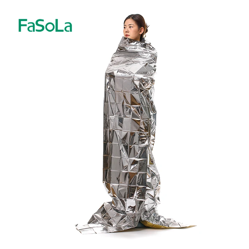 FaSoLa Emergency Blanket Outdoor Survive First Aid Rescue Kit Windproof Waterproof Foil Thermal Blanket for Camping Hiking Hot