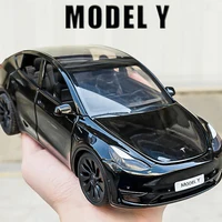 1:24 Teslas Model Y SUV Alloy Car Model Diecast Metal Toy Vehicle Car Model Simulation Sound and Light Collection Childrens Gift 1