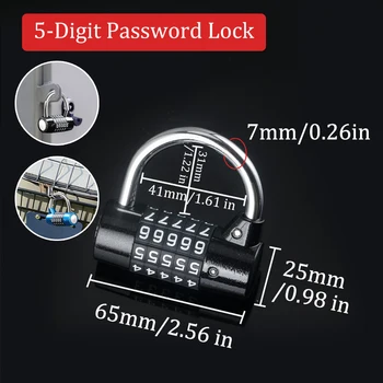 High Security Heavy Duty 5 Digit Suitcase Luggage Gym Safety Password Lock Combination Padlock for Home Gate Office School