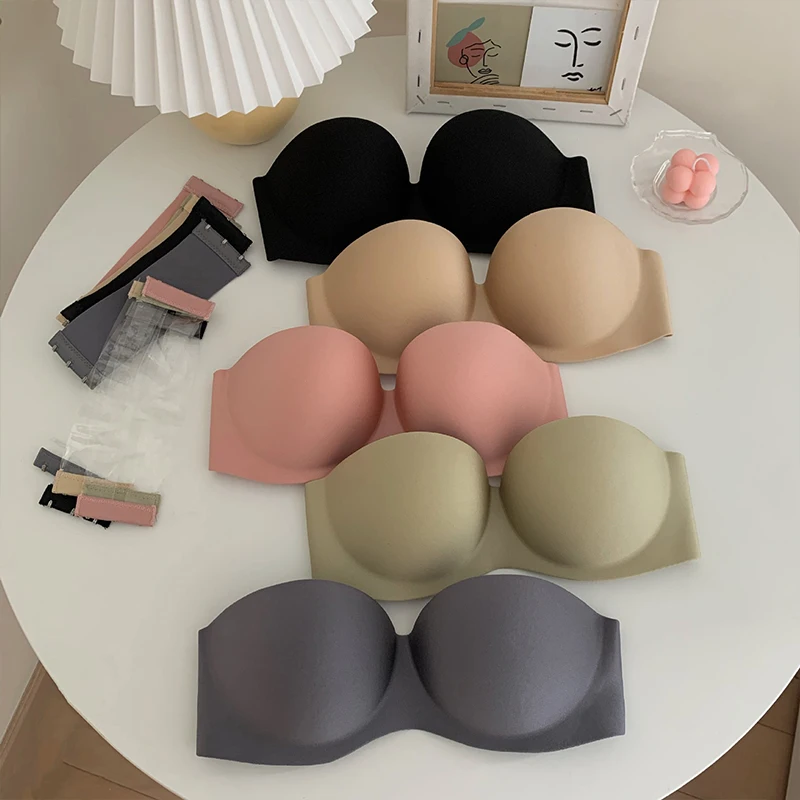

Women Sexy Strapless Bra Invisible Push Up Pure Color Bras Underwear Seamless Solid Without Straps Bralette Lingerie Bras
