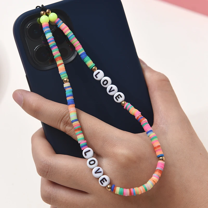 Lanière Perles Acryliques Pour Téléphone - Corde Décorative Anti-perte - Pour Smartphone, MP3 - 18 Cm