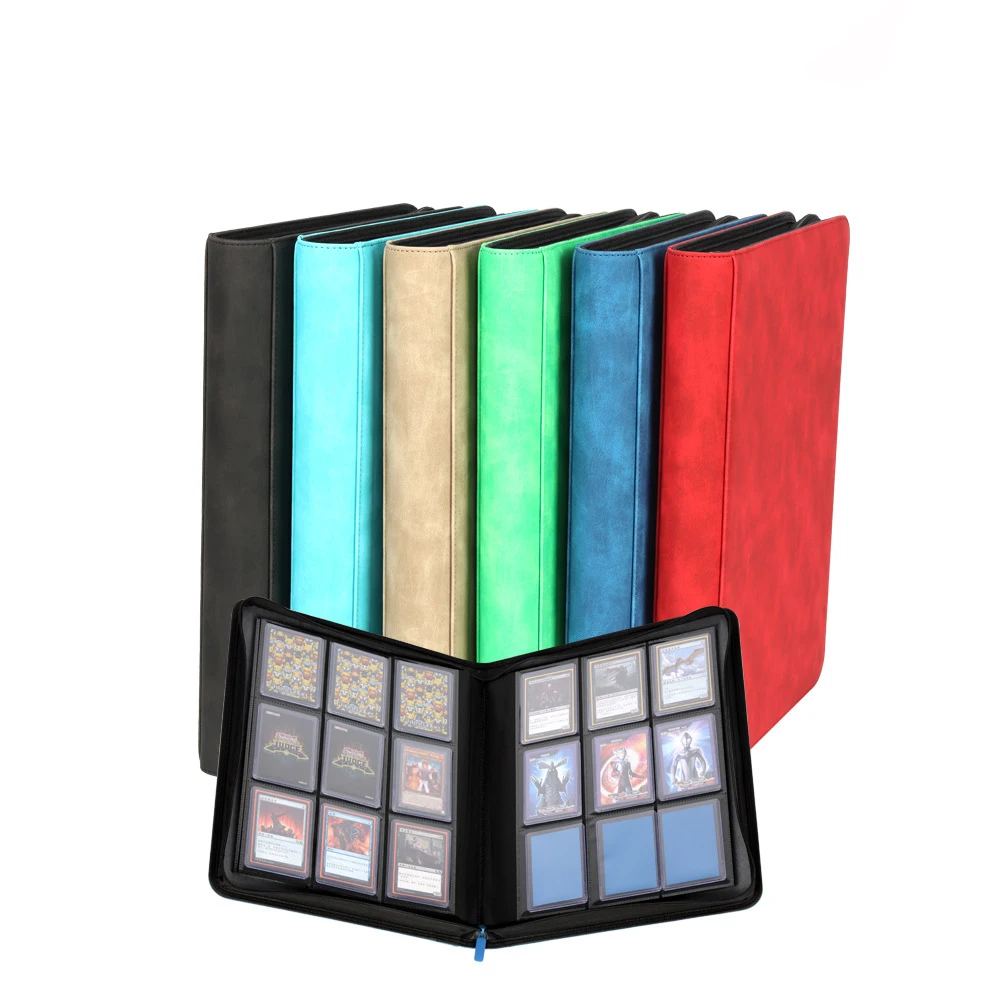 

TopLoader Binder Hold 216 Toploaders Hard Cases 9 Pocket Trading Sports Cards Album Storage Side Loading Sleeves TCG Fold Holder
