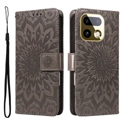 Embossed Mandala Design Leather Wallet Card Holder Flip Case for Realme 15 Pro (GRAY)