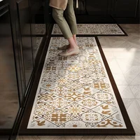 Kitchen Carpet Leather Oil-proof Waterproof Floor Mat Non-slip Pvc Foot Mats Plaid Long Size Rug Home Decoration Rugs Alfombra 2