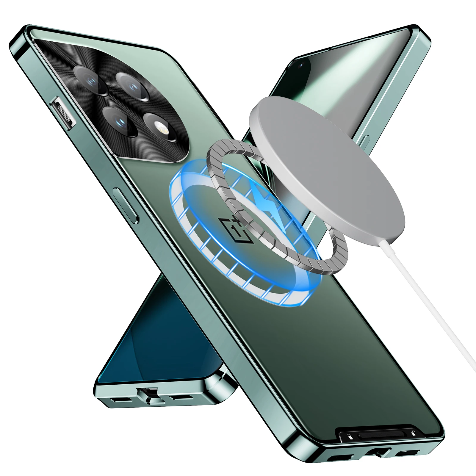 

Magnetic Wireless Charging Case For Oneplus 11 Aluminum Metal Bumper Camera Protector Acrylic Cover For One plus 12 11 Coque