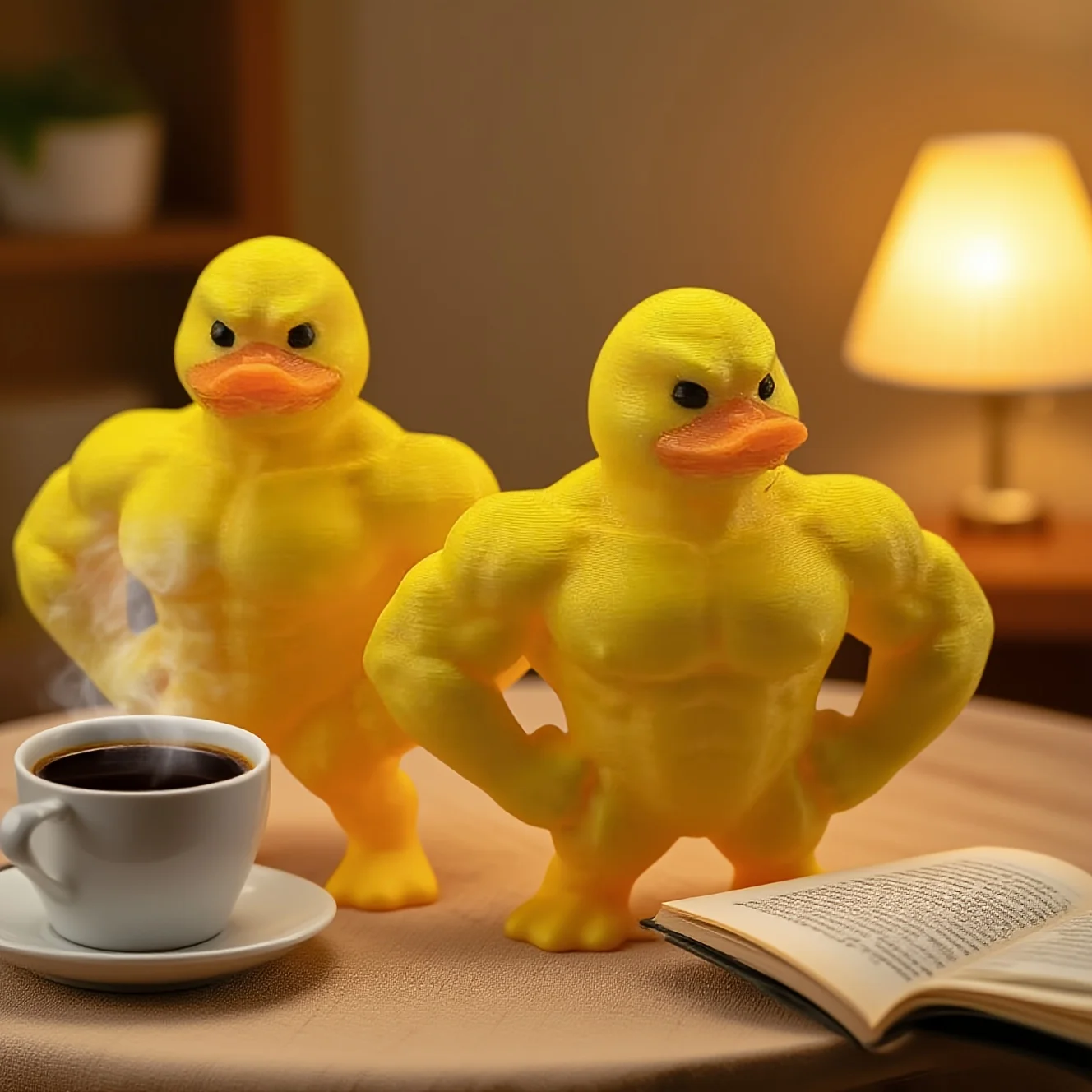 Humorous Duck Sculpture, Fitness Themed Decor, Duck Figure for Gym