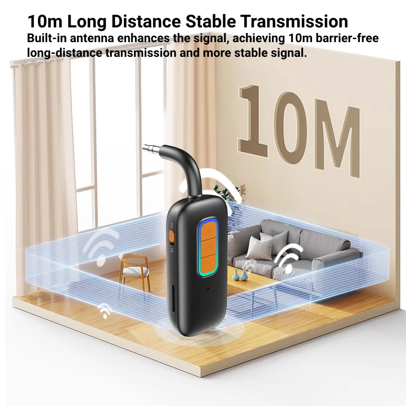 2 In 1 Bluetooth 5.4 Audio Transceiver Adapter 3.5mm AUX Jack Wireless Handsfree for TV Car kit Speaker PC Headphone