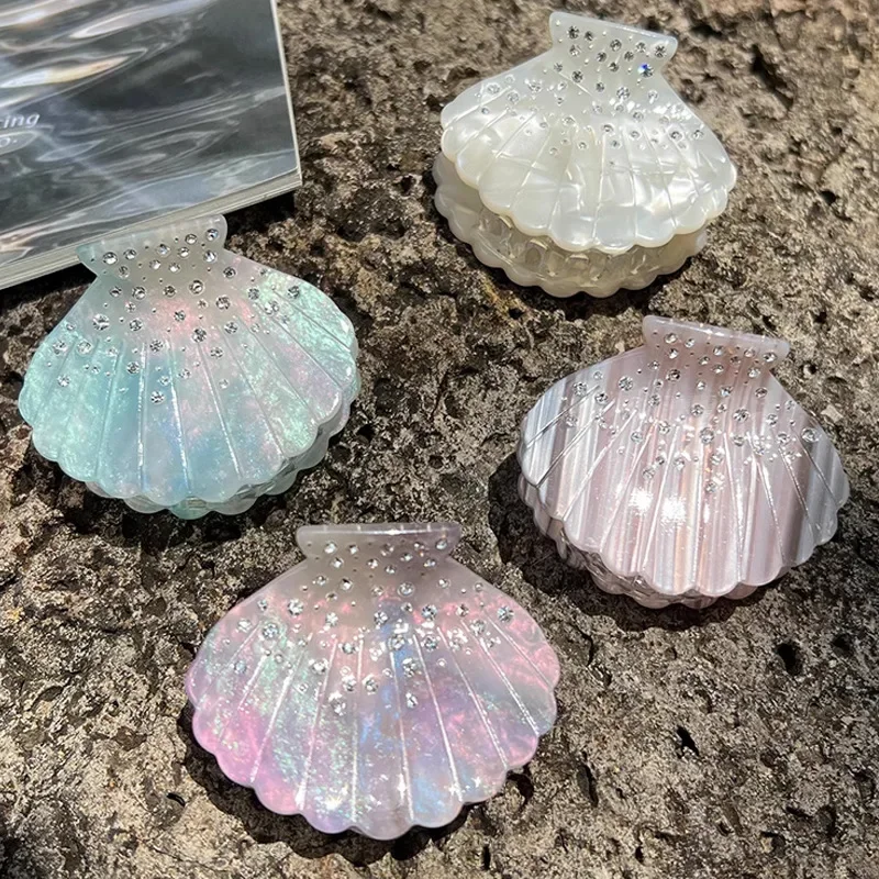 

New Edition High Luxury Hair Grab Color Shell Micro Inlaid Water Diamond Acetic Acid Hair Claw Clip Hair Accessories for Women
