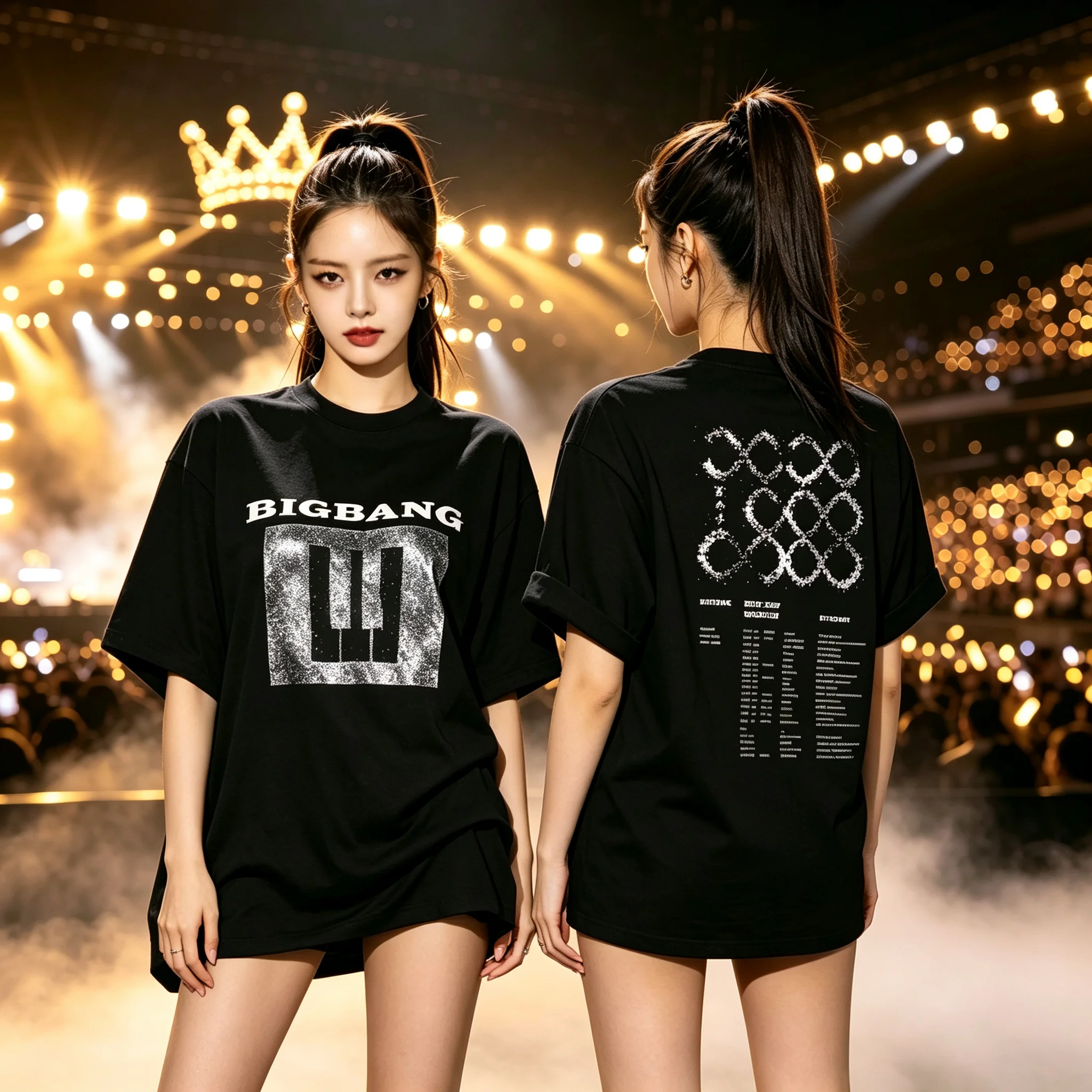 Bigbang 20. Jubiläumskonzert Kpop T-Shirt Unisex Vorder- und Rückseite Grafikdruck Welttournee Kurzarm Fan Casual Streetwear Tee