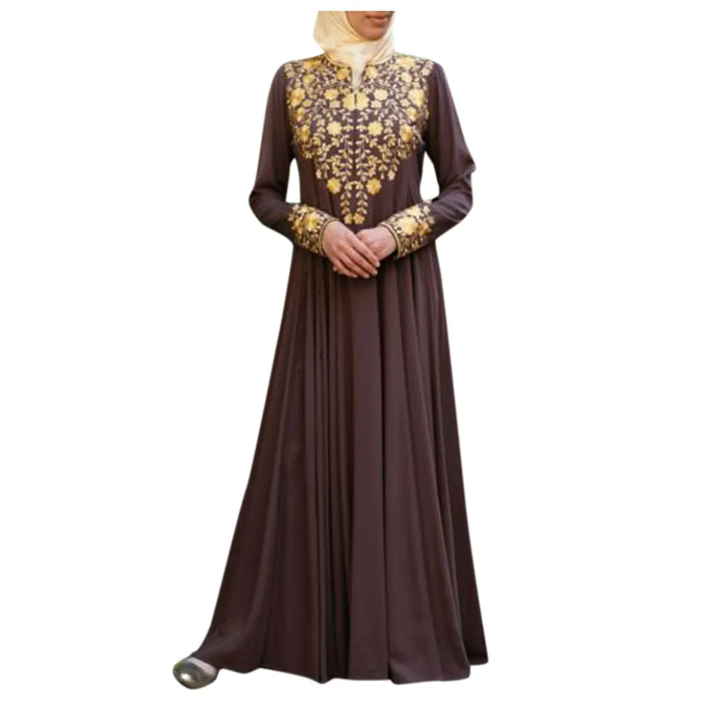 

2023 Women Muslim Maxi Long Dress Dubai Abaya Robe Islam Kaftan Print Long Sleeve robe femme musulmane שמלה צנועה ملابس محجابات