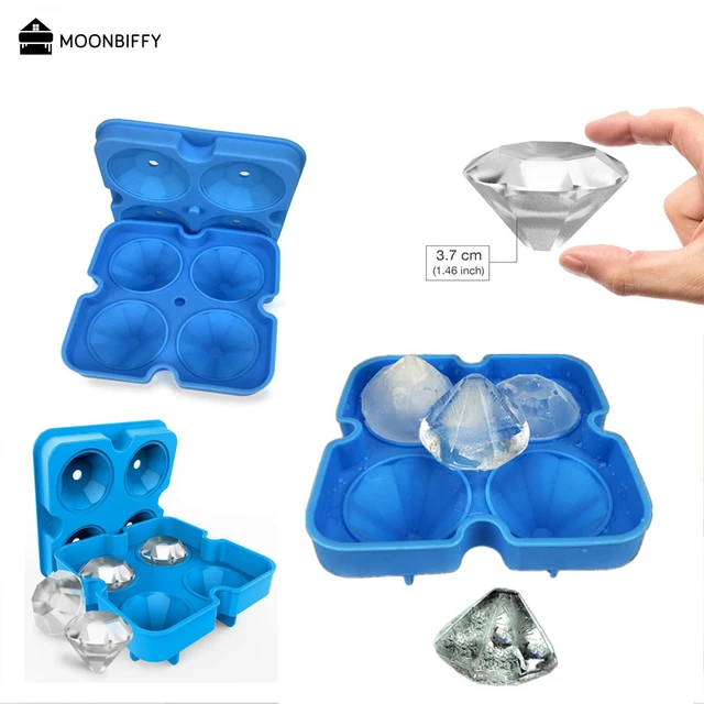 4 Cavity Large Sphere Mold Silicone Ice Cube Trays for Whiskey
