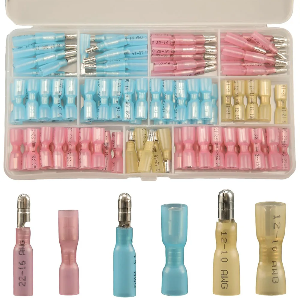 130-teiliges Schrumpfverbinder-Set, wasserdichte Bullet-Klemmen, Steckverbinder, weibliche & männliche Crimpverbinder