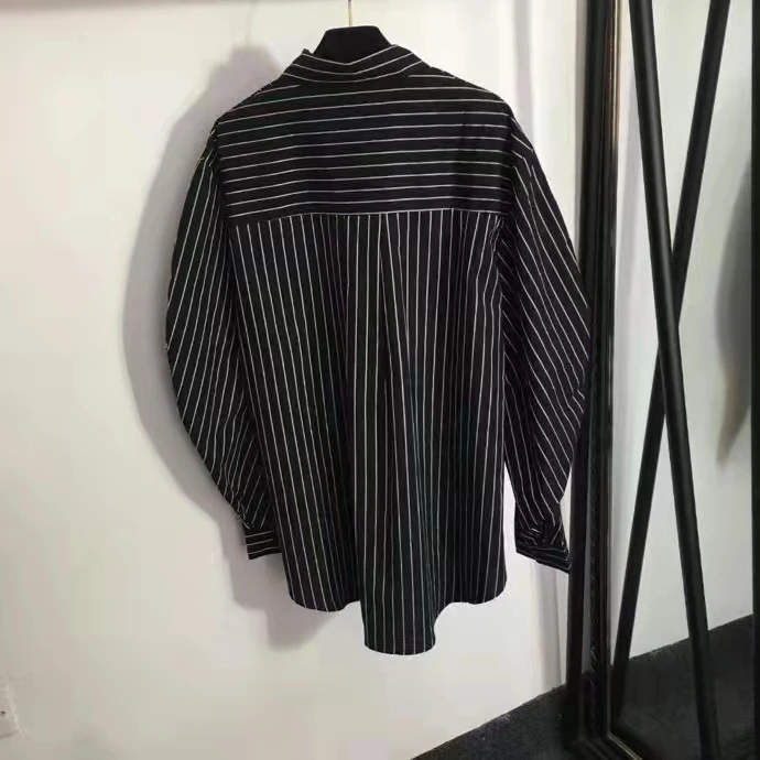 

2023 New fashion good quality embroidered long sleeve striped shirt