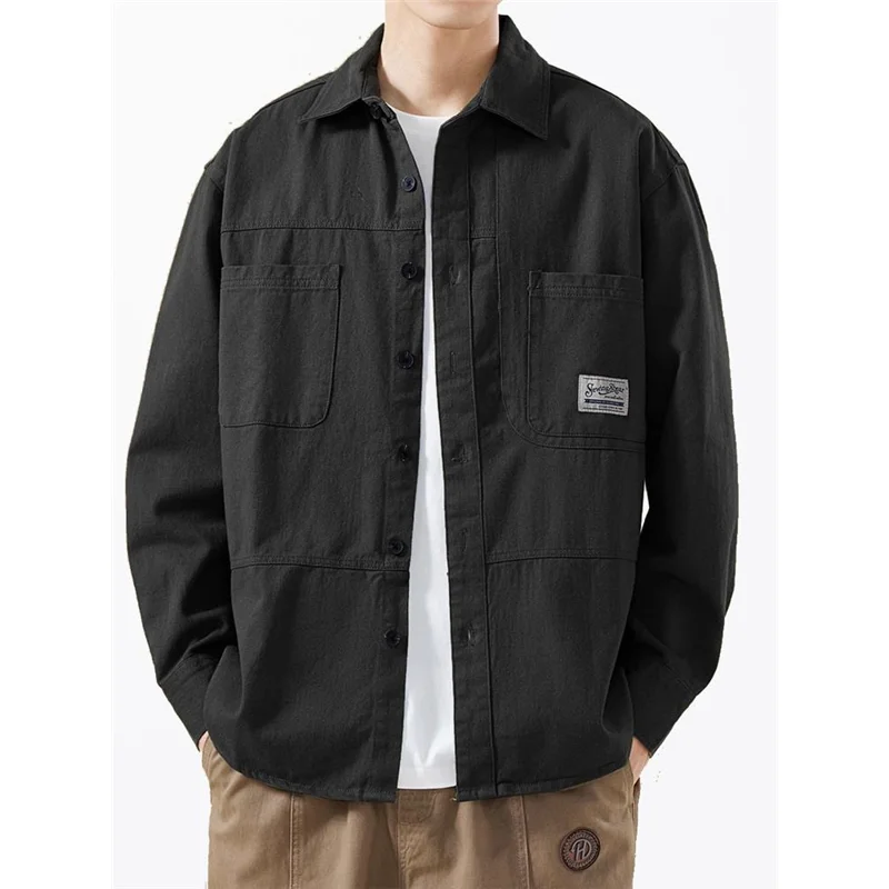 Men's Casual Long Sve irt Workwear Spring Autumn Cotton Jaet Wear Resistant Comfortable Quali irt Ci Walk Date