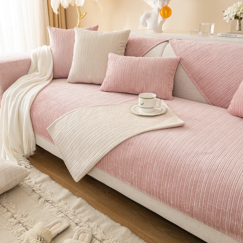 1PC Corduroy Sofa Mat Cover Universal Anti-Slip Sofa Cushion Solid Color Home Chaise Longue Couch Cover for Living Room 6
