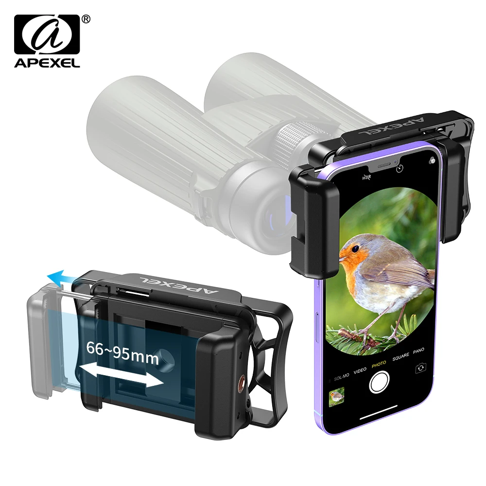 APEXEL Upgraded Phone Adapter Clip Mount for Binoculars Telescope Universal Mobile Phone Holder Connector Bracket Accessories