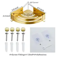 Brushed Gold 2-Pack Bathroom Shelves Shower Corner Caddy Organizer Rust Resistant Aluminum Construction Easy Install Adhesive or 2