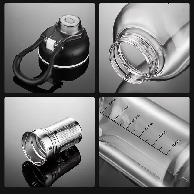 800/2500ml Large Glass Water Bottle with Lock Lid and Direct Drink Spout Reusable Sports Water Bottle for Gym Home Outdoor 3