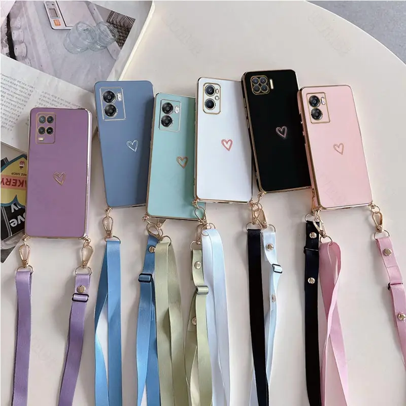 A 54 74 57 любовное сердце через плечо ремешок Женский для Oppo A54 A74 4G A16 A36 A53 A57 A94 A55 A56 чехол для телефона A5 A9 2020 Обложка