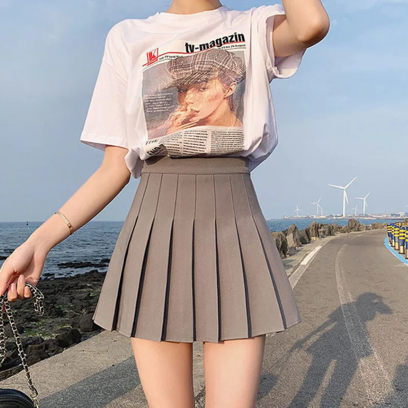 Sports Skirt Black Mini Women Tennis Skirt High-waisted Pleated Kawaii White Tennis Shorts Solid School Girl Uniform