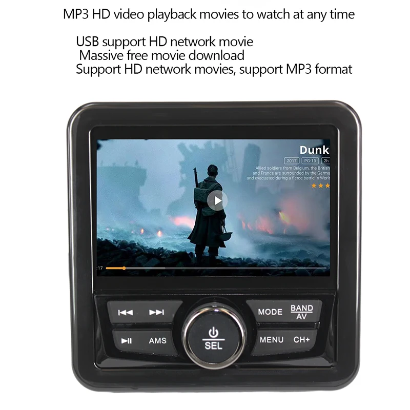 Car Multimedia Player Bluetooth waterproof motorcycle audio boatcar