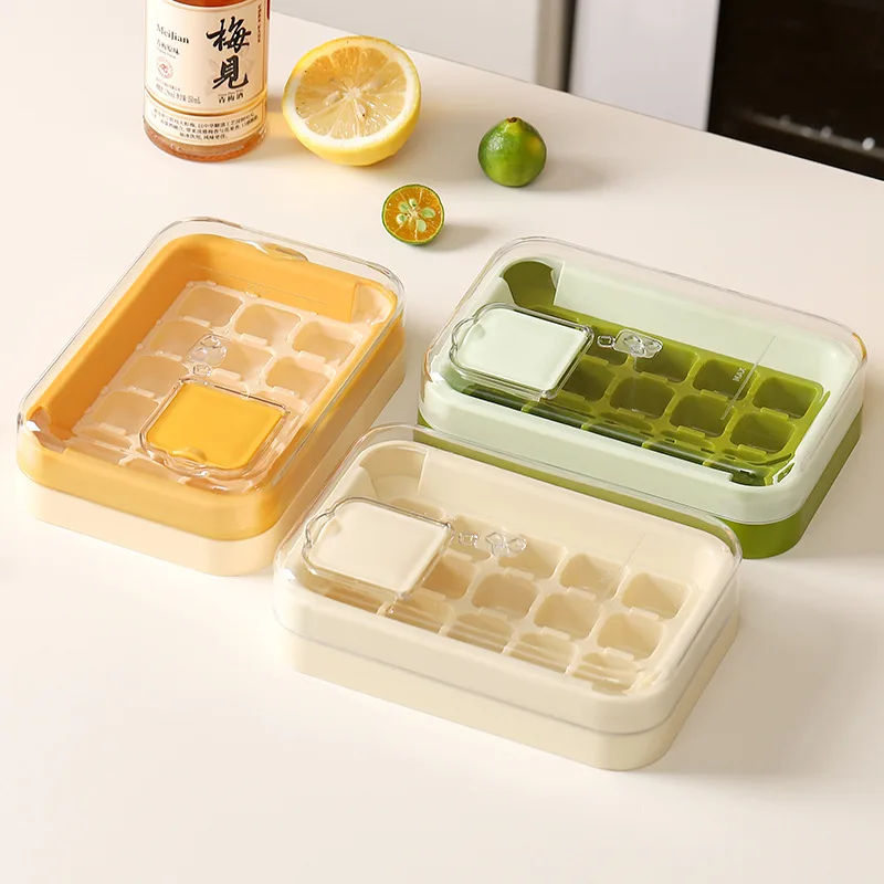 15 Grids New Ice Box with Lid for Home Use Food Grade Large Capacity Ice Cube Mould Homemade Press Ice Lattice Ice Storage Box
