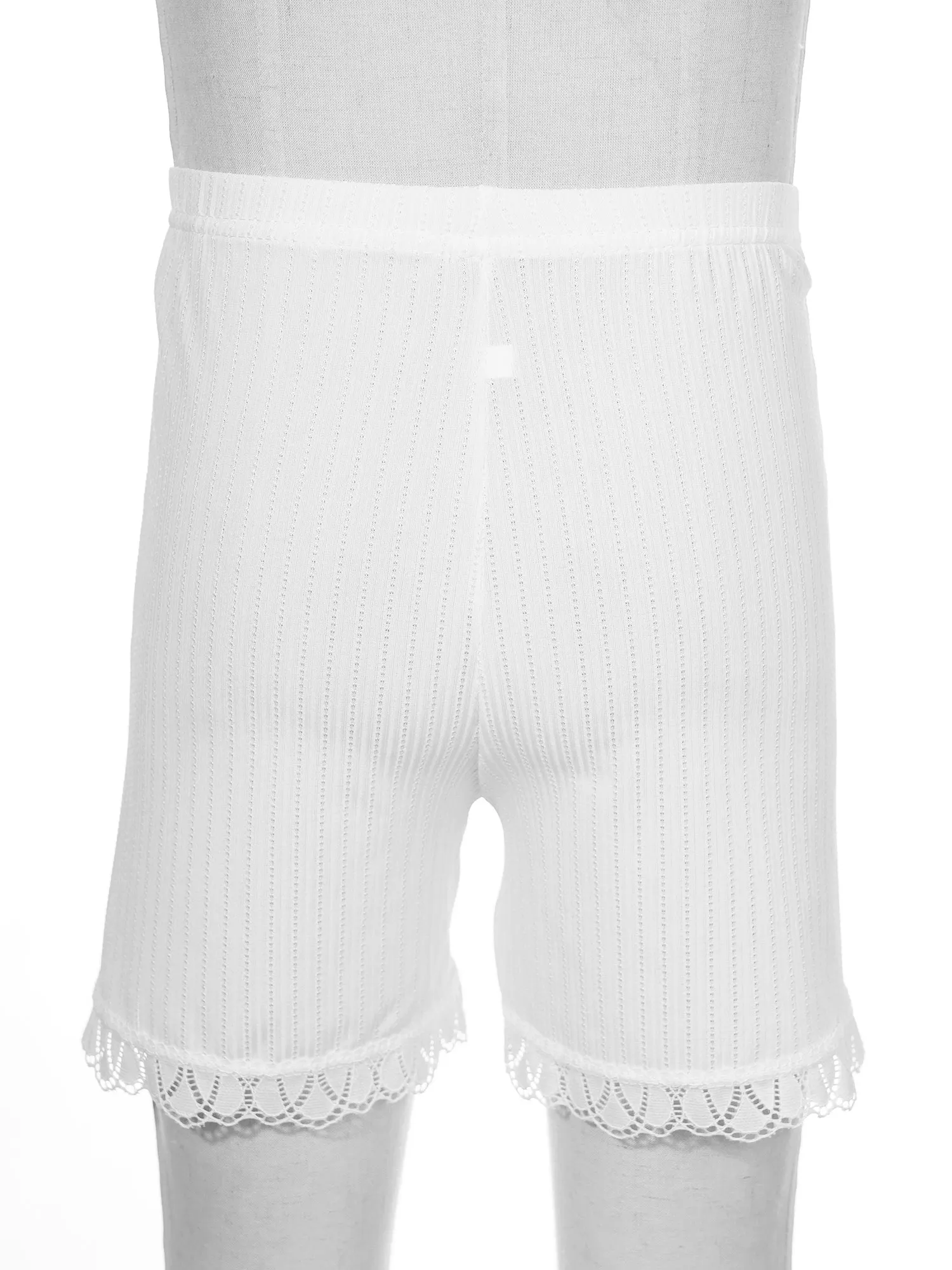 Kids Girls Lace Trim Safety Pants Elastic Waistband Panties Shorts Pajama Bottoms Nightwear Homewear Loungewear