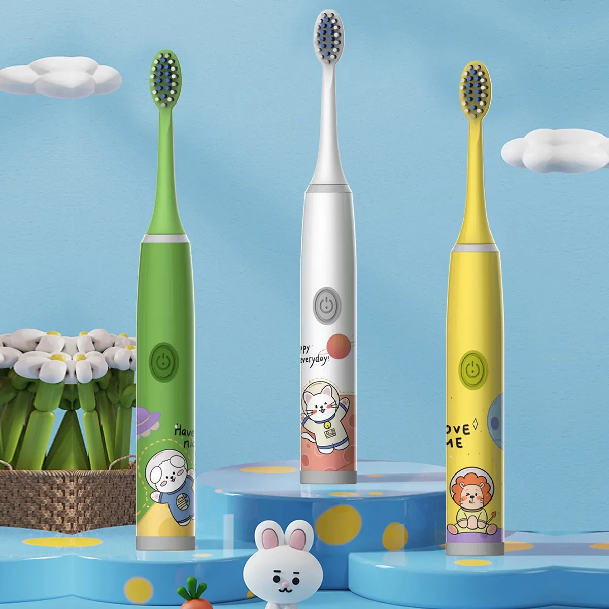 Children Electric Toothbrush Color Cartoon Space Series Soft Hair Cleaning Brush (Battery Not Included)