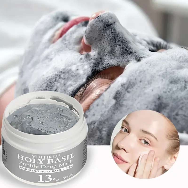 YUITIKUE, Holy Basil & Bubblegum Deep Cleansing Mud Mask, deep cleansing and moisturizing, suitable for all light beige types