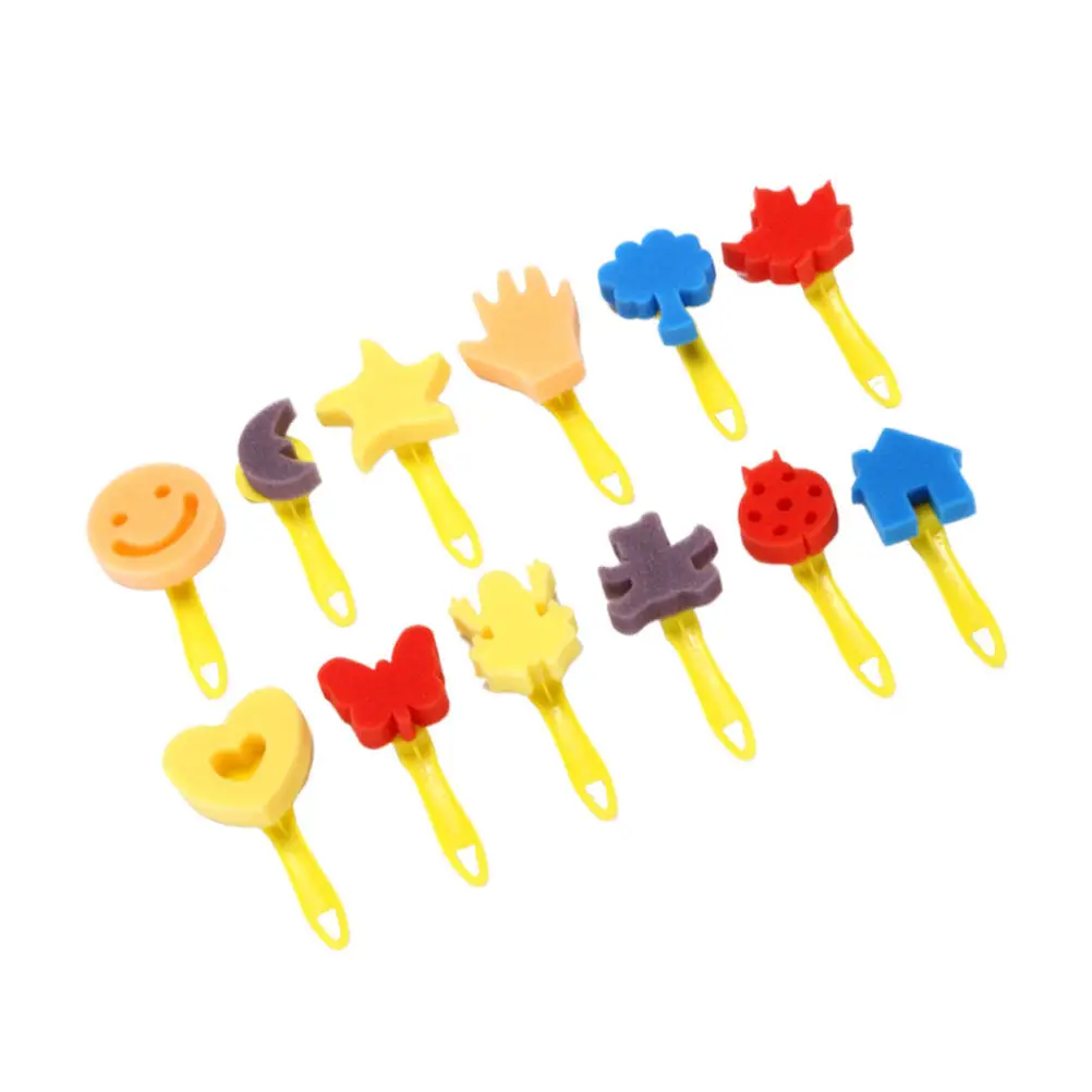 12Pcs 페인팅 스폰지 브러쉬 세트 부드러운 손잡이 크리 에이 티브 아트 페인팅 드로잉 낙서 DIY 용품 상상력