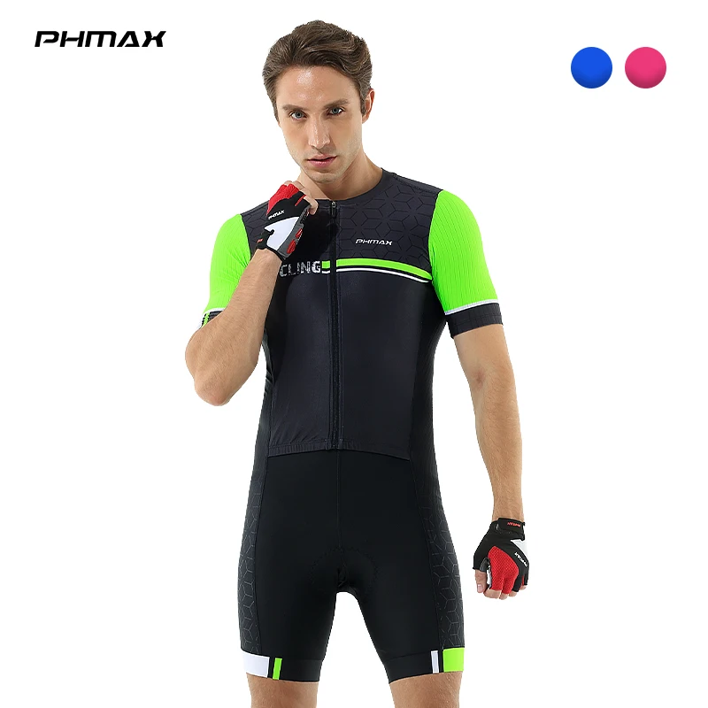 

PHMAX Men's Cycling Jumpsuit Summer Man Triathlon Suit Anti-UV Men Cycling Uniform Skinsuit