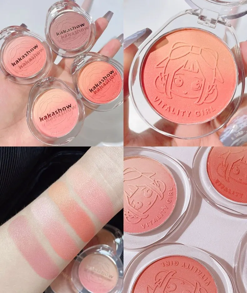 Dual Gradient Blush Highlights Natural Nude Makeup Brightening Cheek Purple Blue Female Niche Brand 2024 New 3