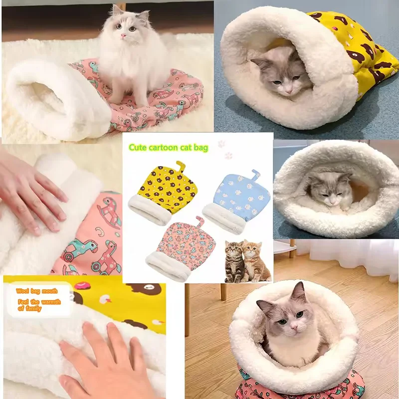 Cozy Cat Bed Winter Warm Sleeping Bag Semi Enclosed Pet Nest For Cats Four Seasons Universal Soft Plush Pet Bed Pad S5Bcbeda4B9054E0B9C11C746A9F939D01
